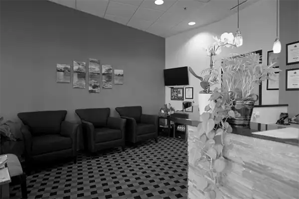 Front office and wait area at Town Center Dental.